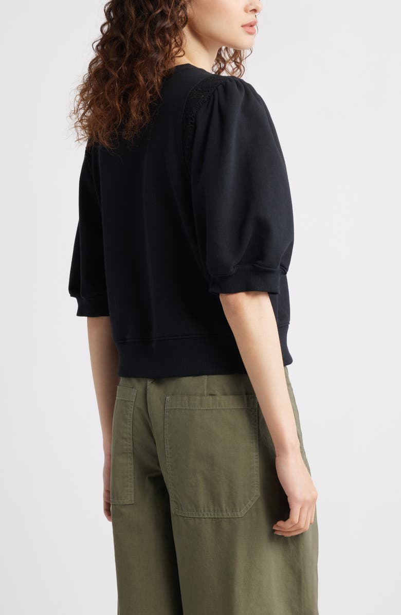 Treasure & Bond Lace Inset Puff Sleeve Crop Sweatshirt, Alternate, color,