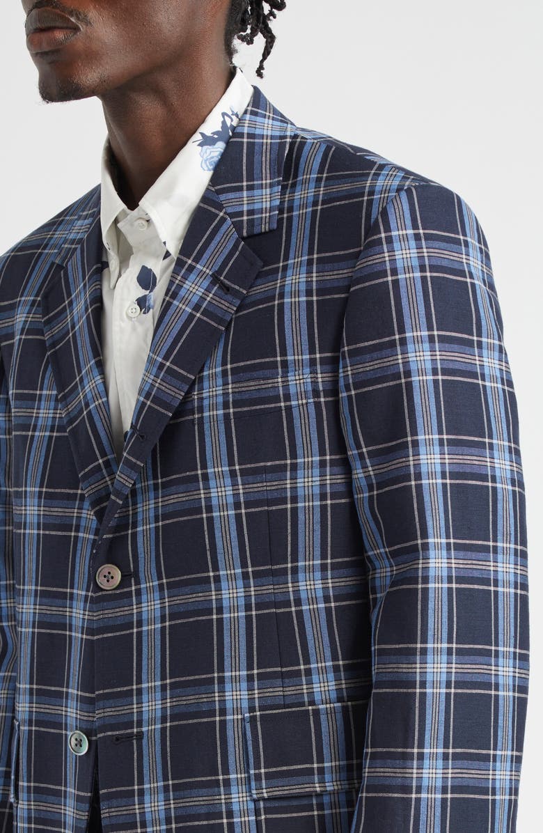 Thom Browne Unstructured Straight Fit Plaid Cotton Sport Coat, Alternate, color, 