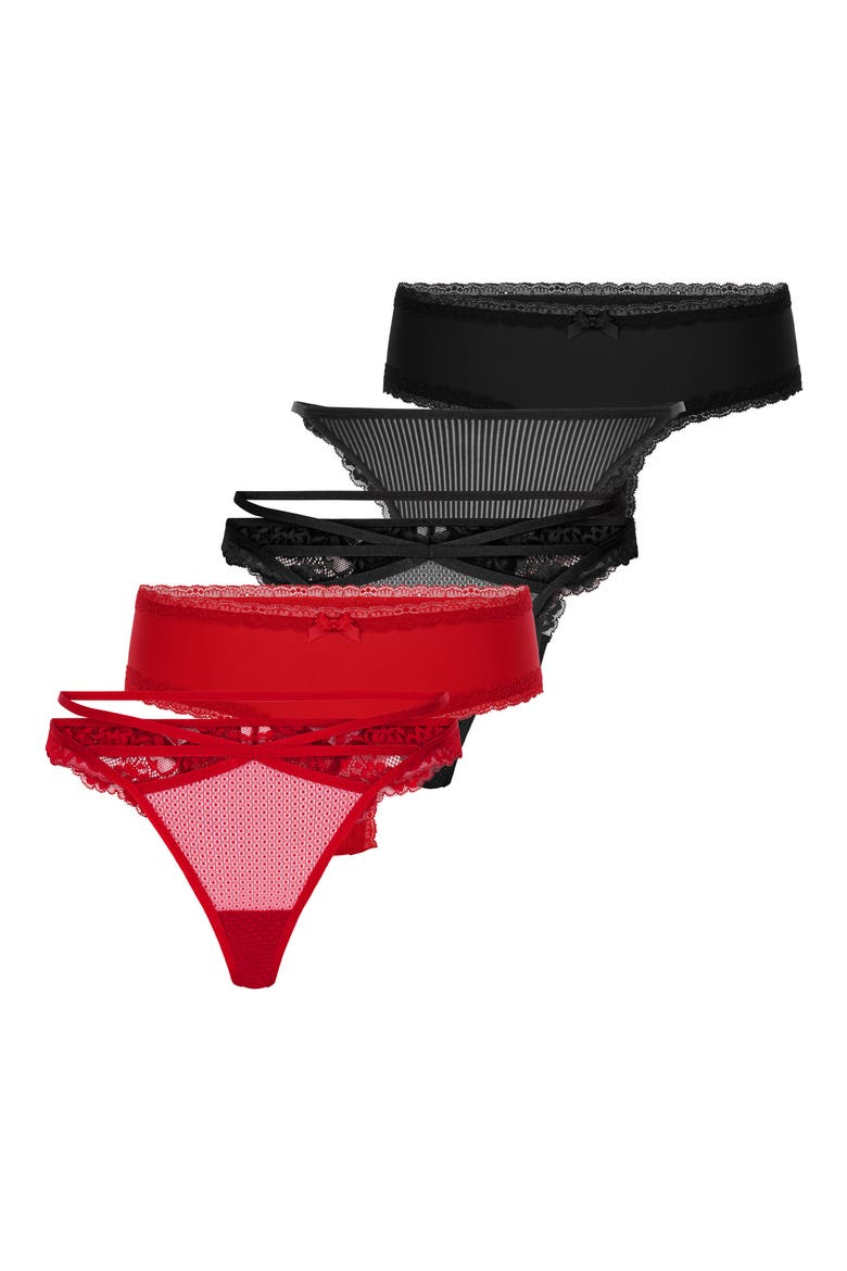 5-Pack Brazilian Panties, Main, color, CHILI PEPPER