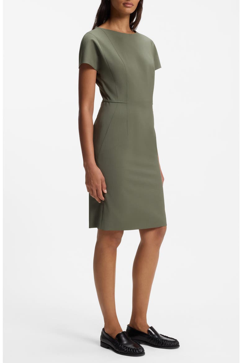 Dinerah Virgin Wool Sheath Dress, Main, color, TEA LEAF