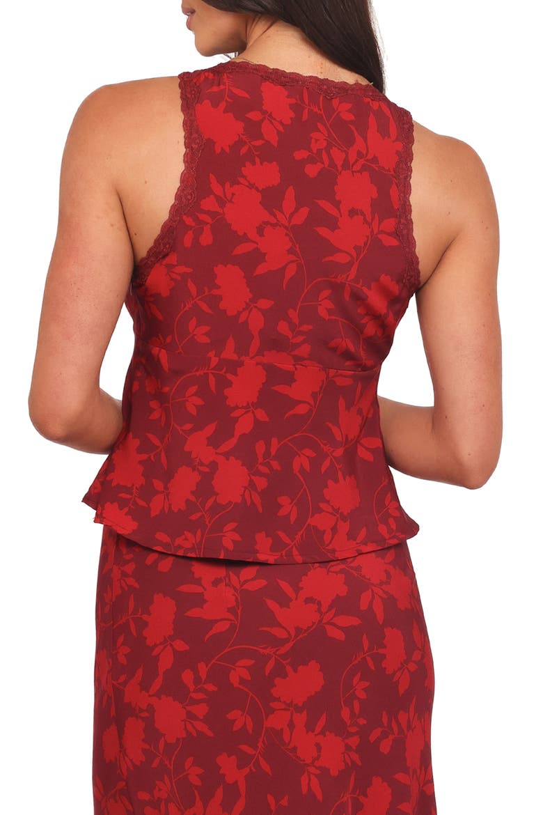 Kelso Floral Lace Trim Tank, Alternate, color, BURGUNDY FLORAL