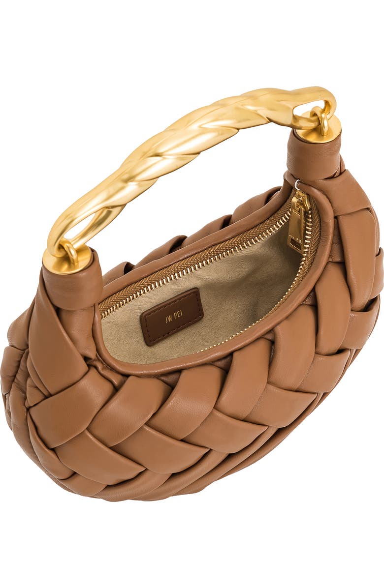 JW PEI Orla Woven Faux Leather Clutch, Alternate, color, Brown Leather With Gold