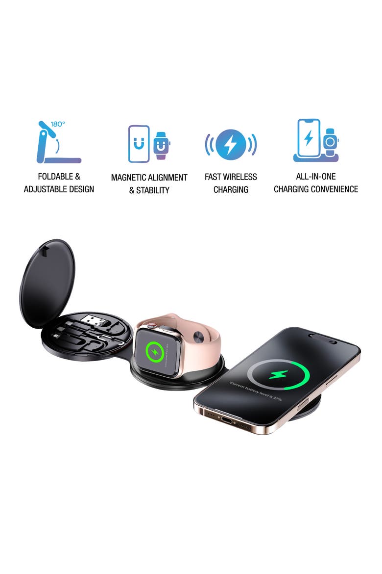 Smart Power & Productivity Bundle 3-in-1 LED Desk Lamp & 5-in-1 Wireless Charging Station, Alternate, color, Black