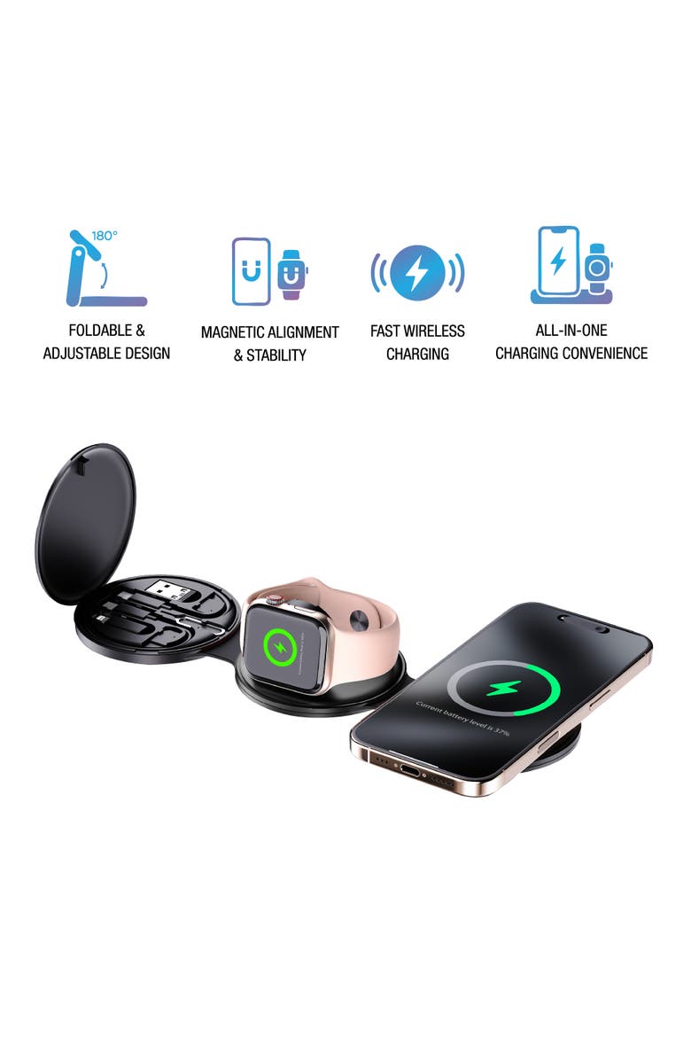 PURSONIC 5-in-1 Folding Wireless Charging Station, Alternate, color, Black