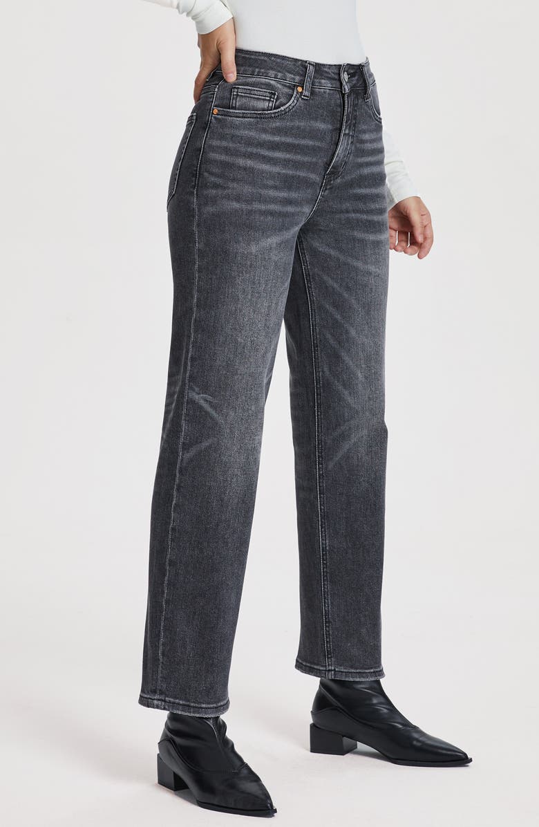 Bayeas High Waist Straight Leg Jeans, Alternate, color, Black Stone