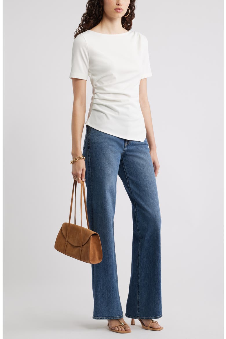 Asymmetric Gathered Tee, Alternate, color, IVORY TOFU