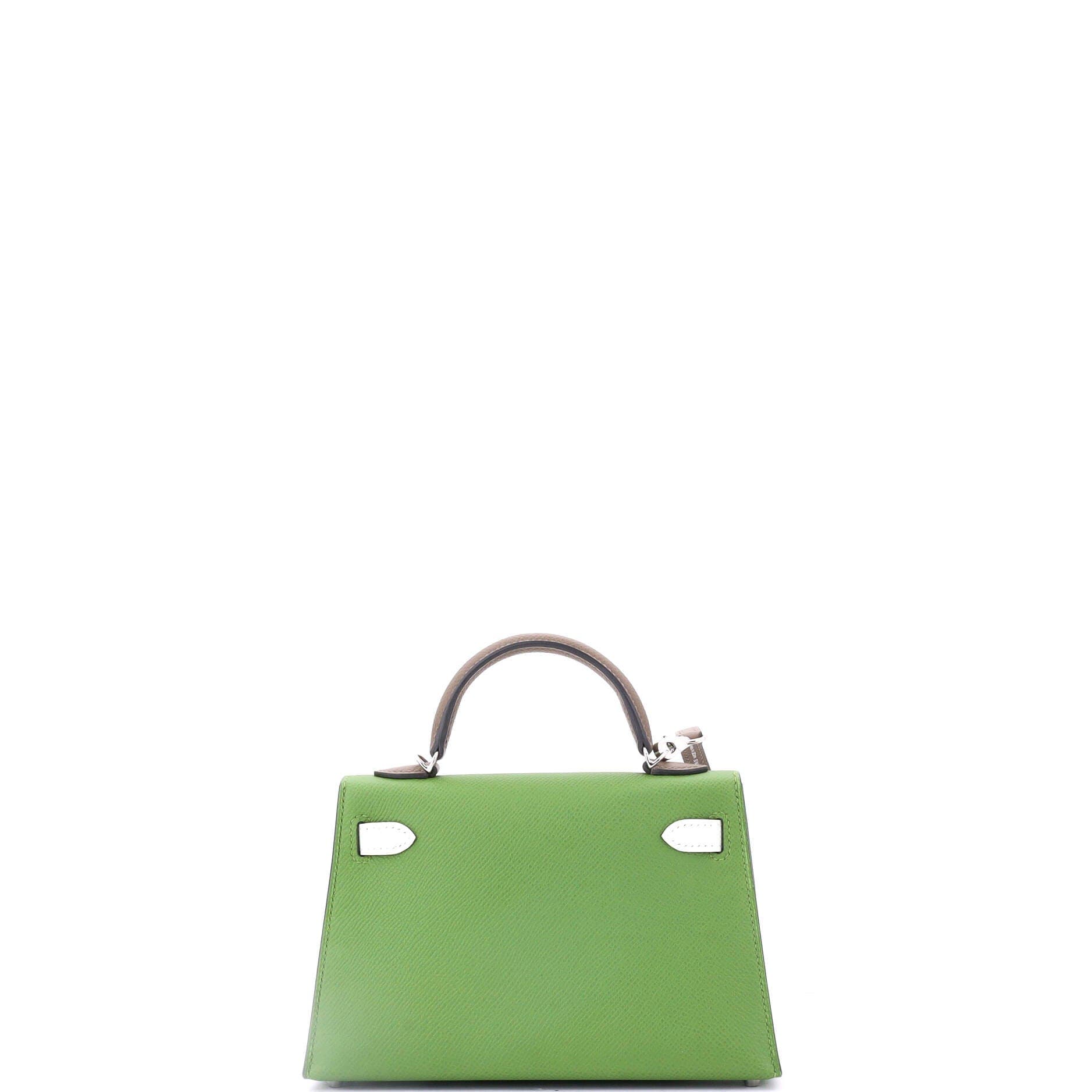 Pre-Owned Hermes Kelly Mini II Bag Tricolor Epsom with Palladium Hardware 20, Alternate, color, Vert
