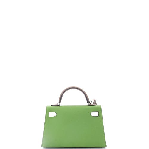 Pre-owned Hermes  Hermes Kelly Mini Ii Bag Tricolor Epsom With Palladium Hardware 20 In Green