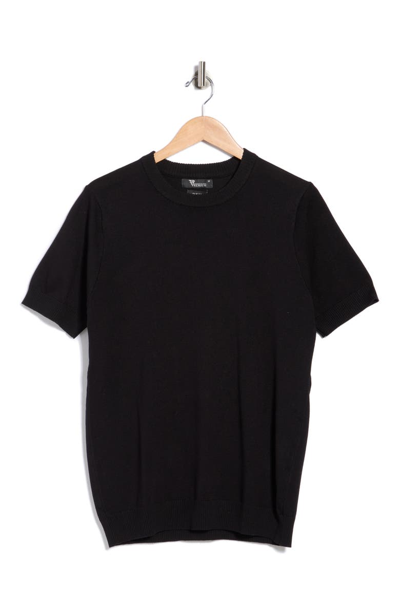 Short Sleeve Knit Sweater, Alternate, color, BLACK