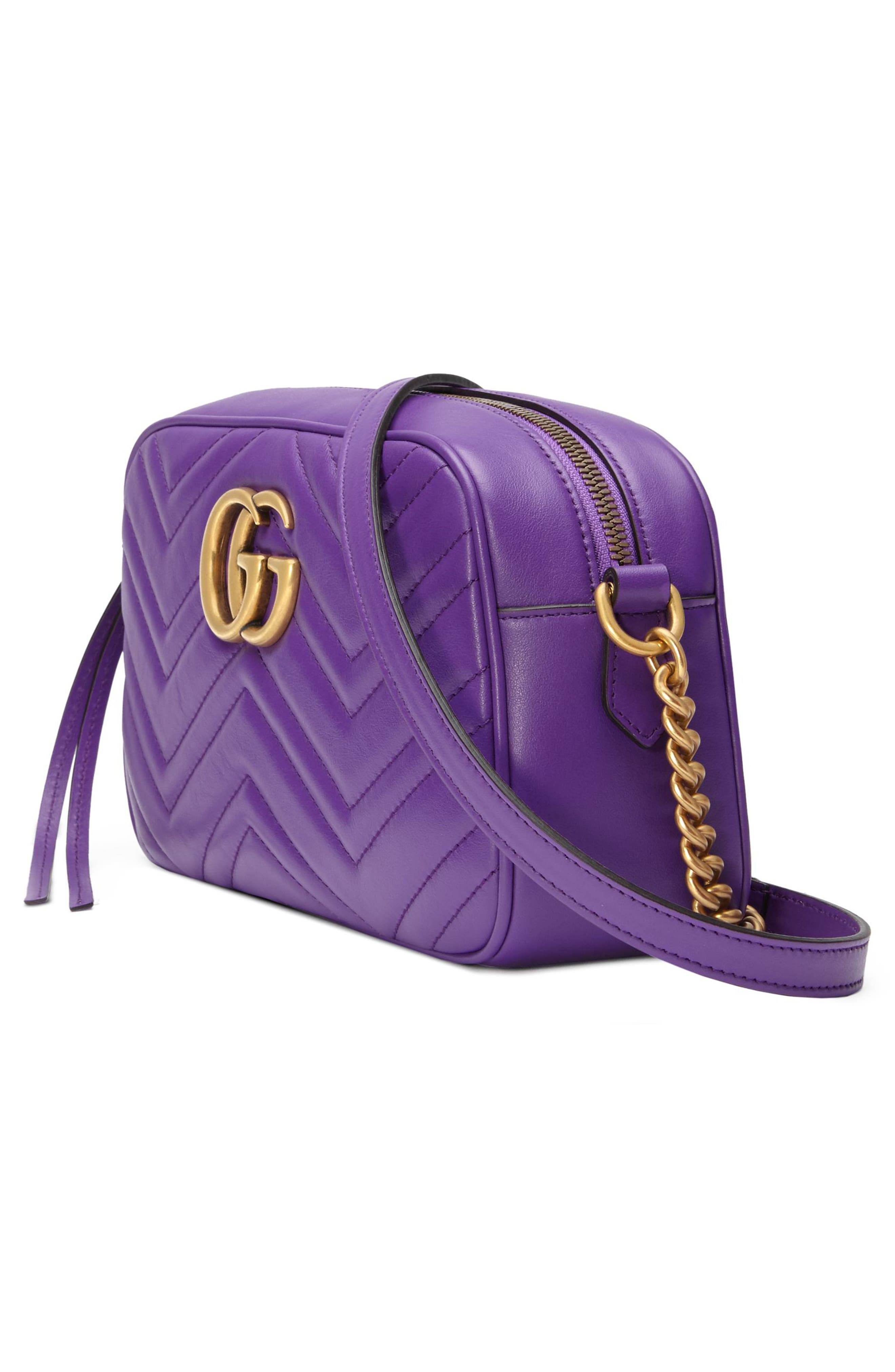 Small GG 2.0 Matelassé Leather Camera Bag, Alternate, color, PURPLE/ PURPLE