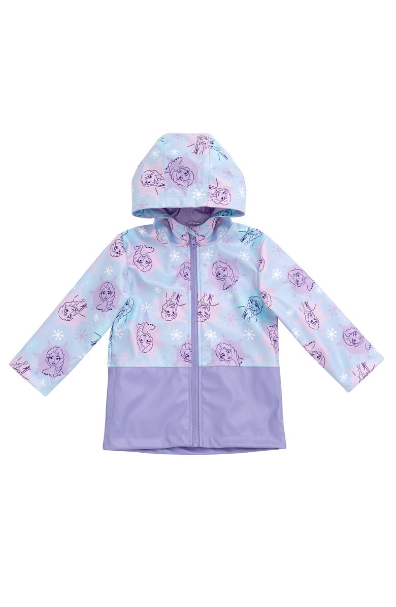 Disney Frozen Hooded Rain Jacket, Main, color, Elsa Blue Purple