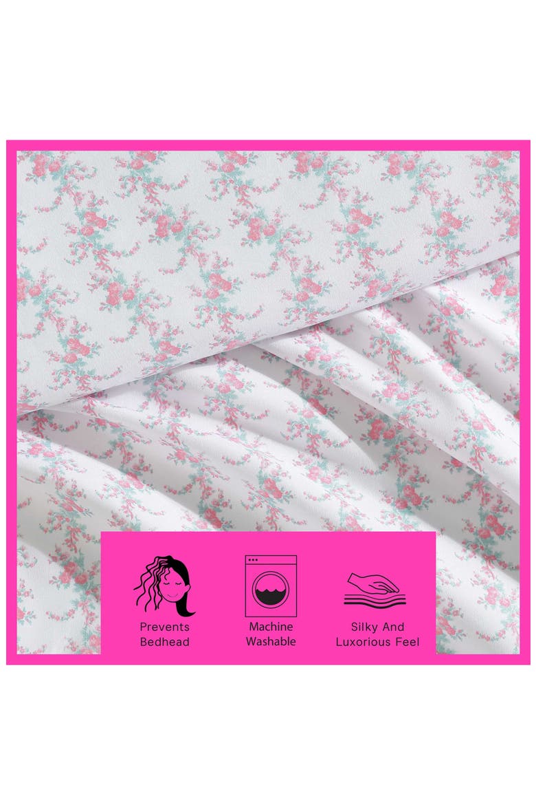 Trailing Bouquet Microfiber Sheet Set, Alternate, color, PINK