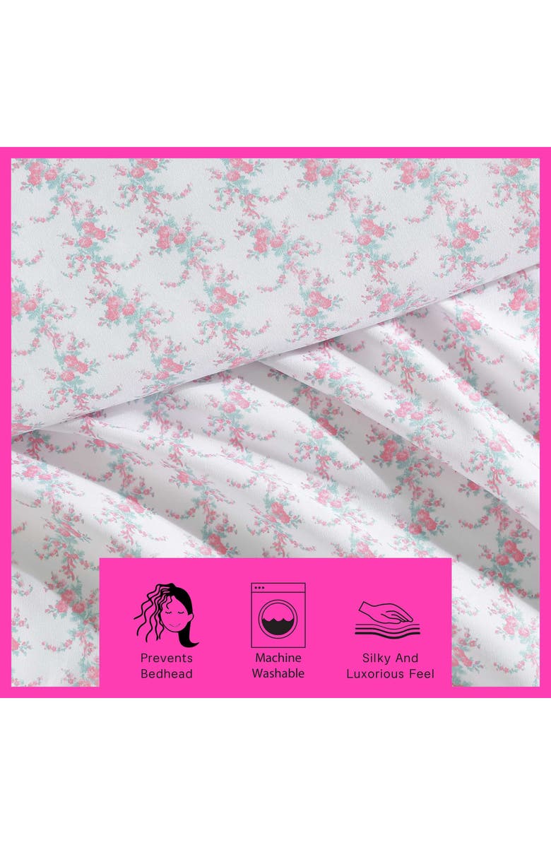 Betsey Johnson Trailing Bouquet Microfiber Sheet Set, Alternate, color, 