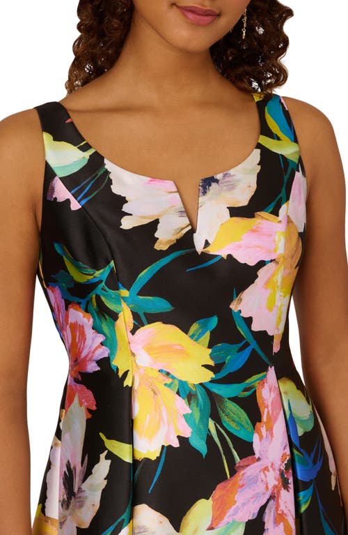 Adrianna Papell Floral Mikado Fit & Flare Dress In Multi