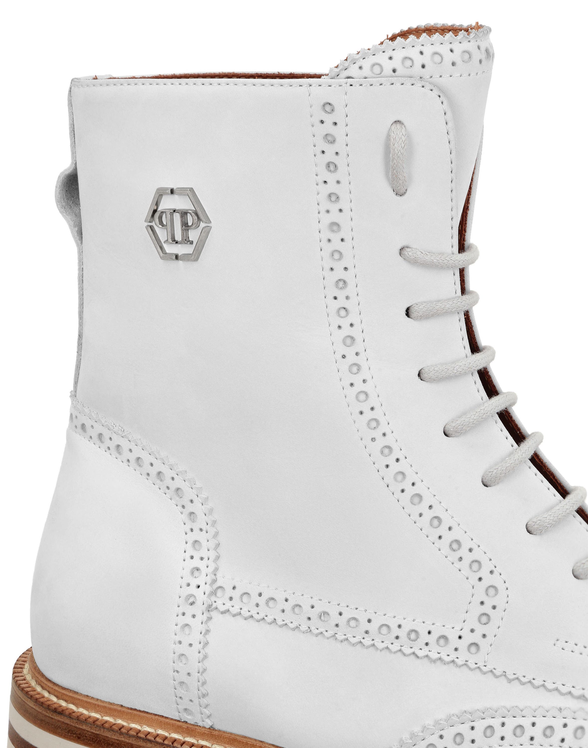 PHILIPP PLEIN Nubuck Boots Mid Flat Hexagon Men, Alternate, color, White