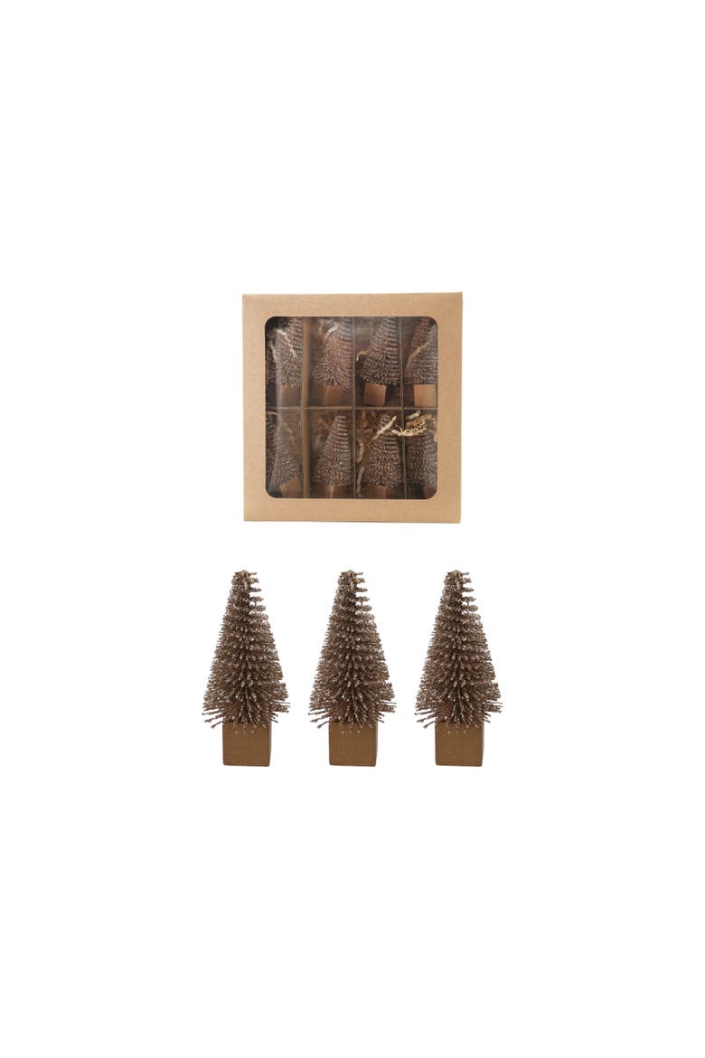 Plastic Bottle Brush Trees with Wood Bases, Set of 8, Main, color, Multicolor