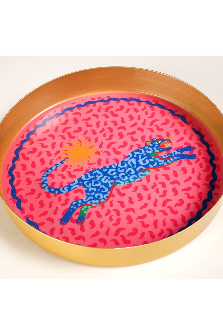 Animal Metal Decorative Tray 2 Pcs Set, Alternate, color, Blue-Pink