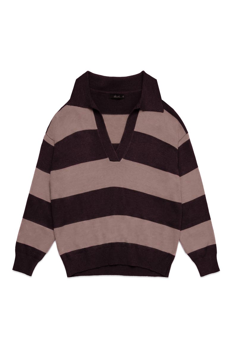 Nick Polo Stripe Sweater, Main, color, WINE WITH NOUGAT