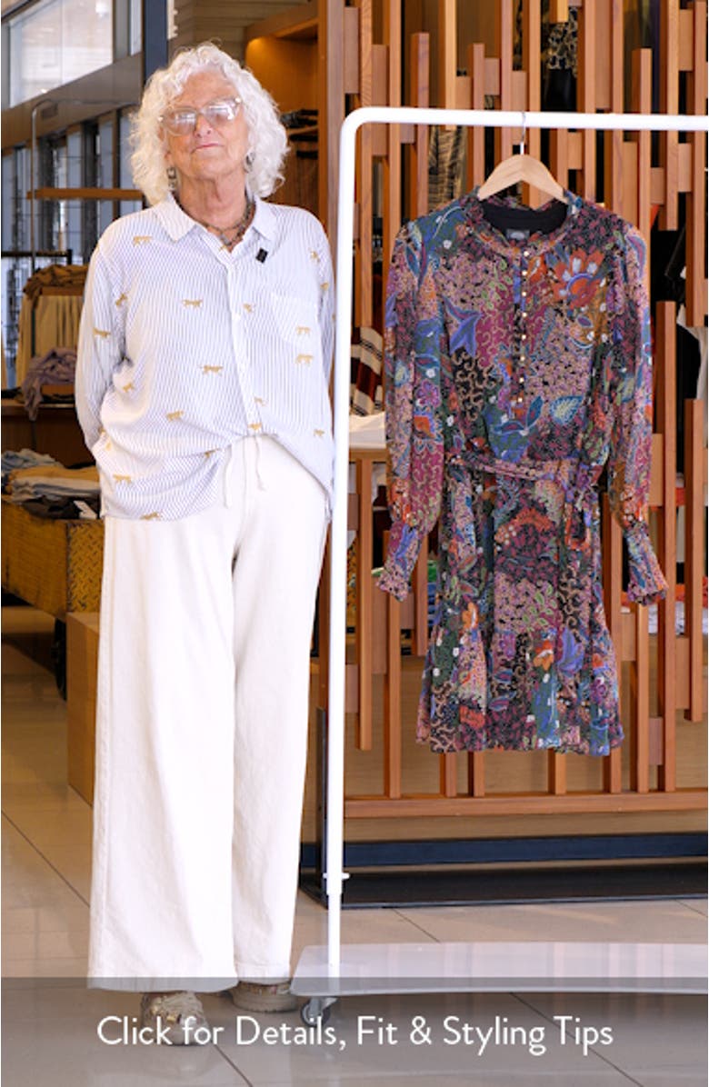 Floral Long Sleeve Chiffon Fit & Flare Dress, sales video thumbnail