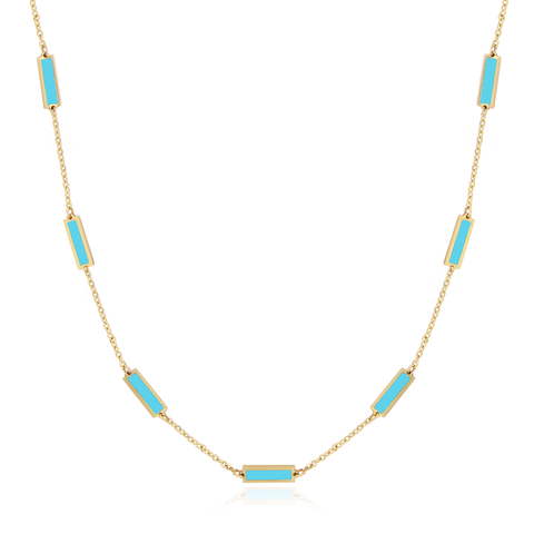 Turquoise Bar Chain Necklace