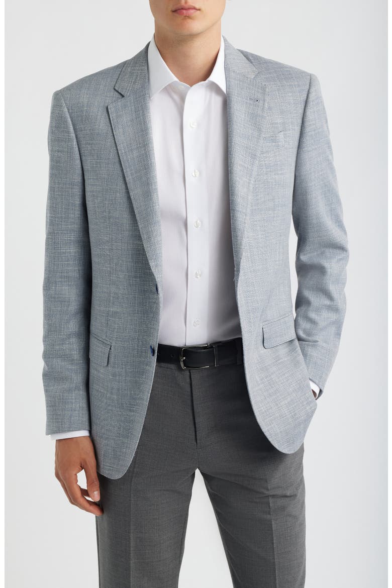 Light Grey Mélange Sport Coat, Main, color, SOLID LIGHT GREY/ PASTEL BLUE