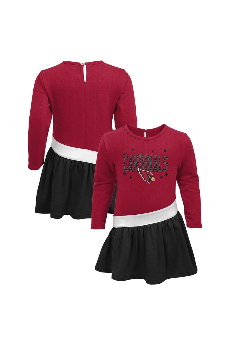 Girls Infant Cardinal/Black Arizona Cardinals Heart to Heart Jersey Tri-Blend Dress, Main, color, Cardinal