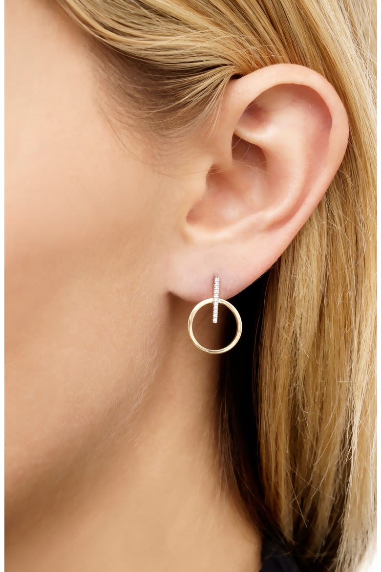 Kiera Circle Drop Earrings (Nordstrom Exclusive), Alternate, color, YELLOW GOLD/ DIAMOND