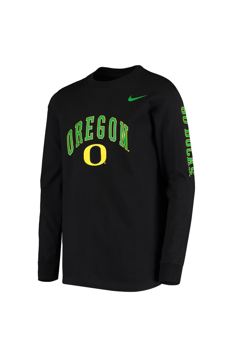 Nike Youth Nike Black Oregon Ducks Arch & Logo 2-Hit Long Sleeve T-Shirt, Alternate, color, Black