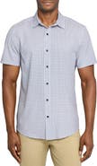 W.R.K Slim Fit Shaded Square Short Sleeve Performance Button-Up Shirt