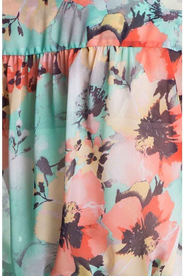 Floral Print Collar Top, Alternate, color, ORANGE MULTI FLORAL