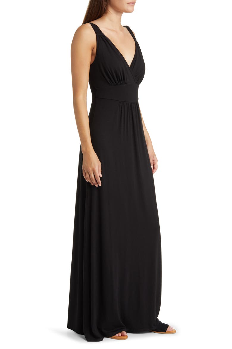 Empire Waist Sleeveless Maxi Dress, Alternate, color, BLACK
