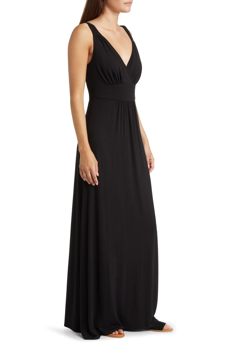 Loveappella Empire Waist Sleeveless Maxi Dress, Alternate, color, Black