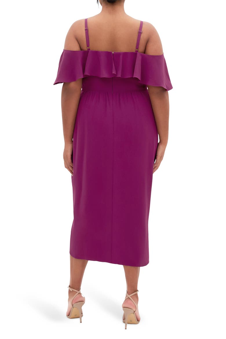 Flirtation Ruffle Off the Shoulder Cocktail Dress, Alternate, color, CERISE