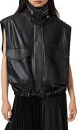 AllSaints Clay Funnel Neck Leather Gilet