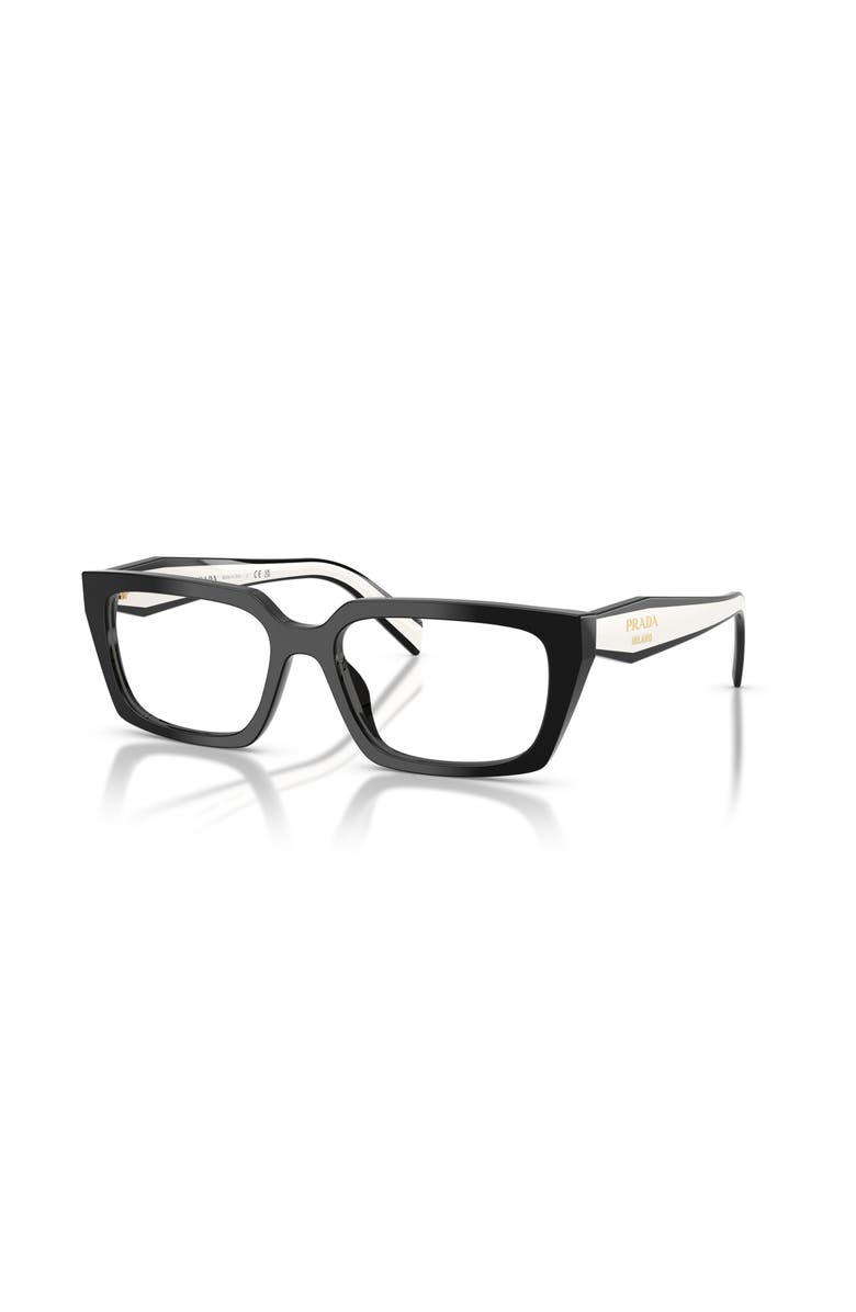 Prada 53mm Rectangle optical glasses, Main, color, Black