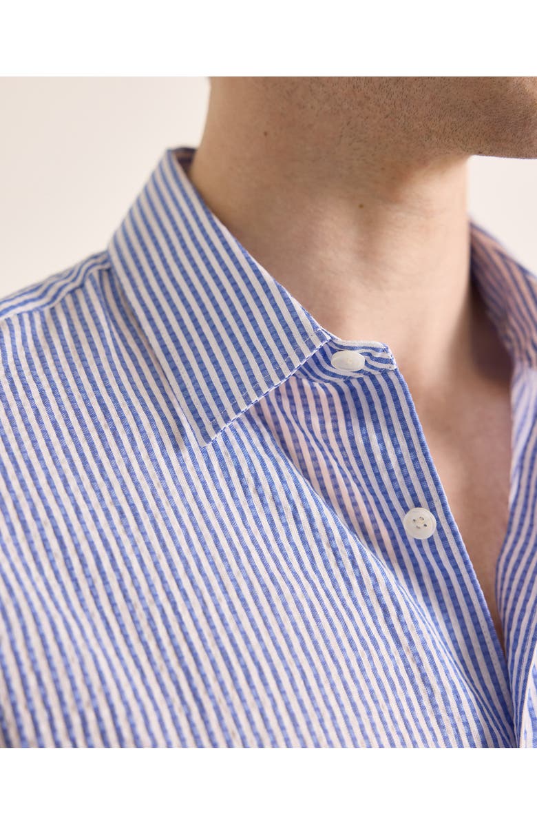 Orlebar Brown Giles Tailored Fit Linen Shirt, Alternate, color, Bergamo Blue Stripe
