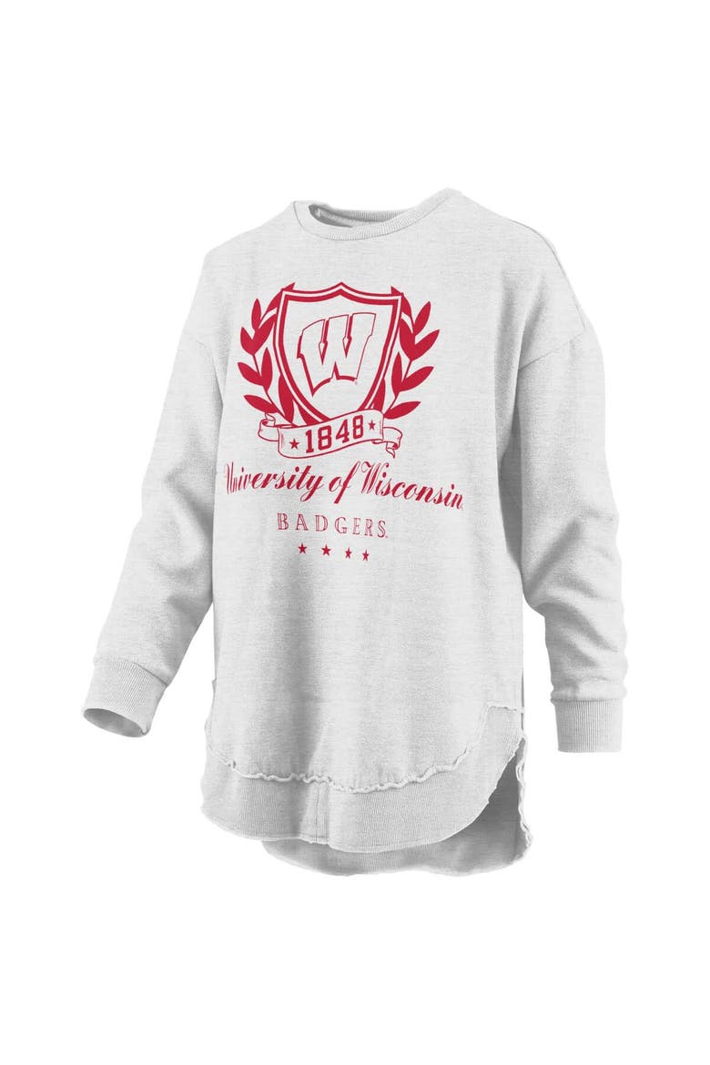 Women's Pressbox Heather Gray Wisconsin Badgers Field Day Melange Poncho Pullover Sweatshirt, Alternate, color, Heather Gray