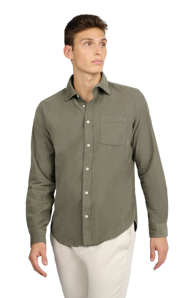 Onia Micro Cord Long Sleeve Button Down, Alternate, color, Dark Sage