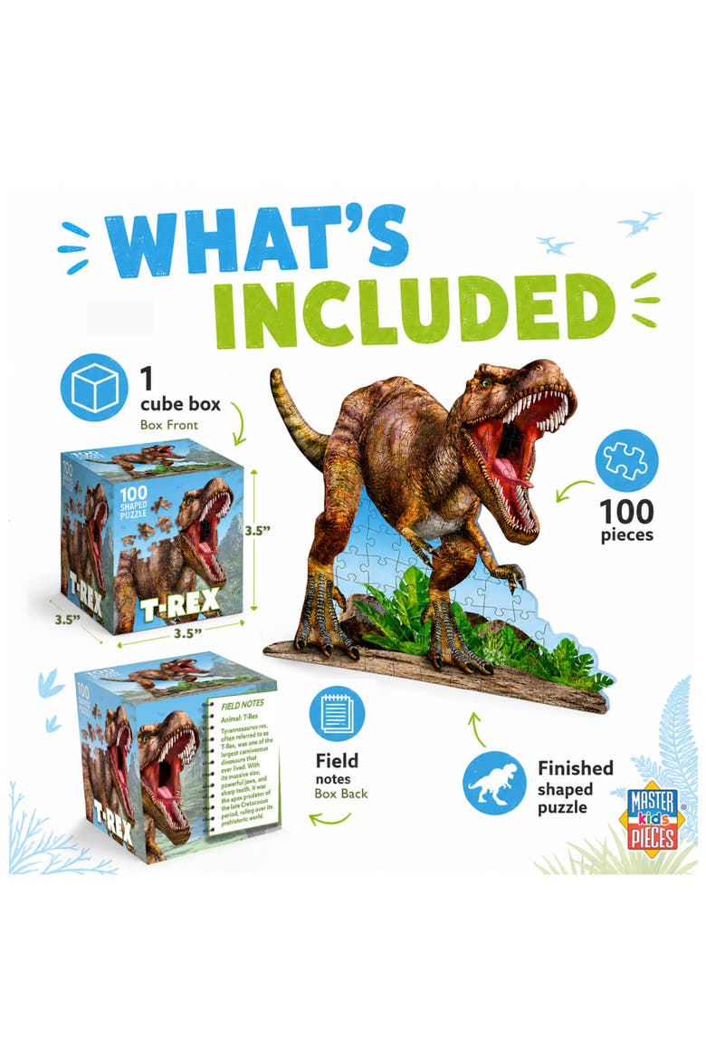 T-Rex 100 Piece Shaped Jigsaw Puzzle, Alternate, color, Multicolor