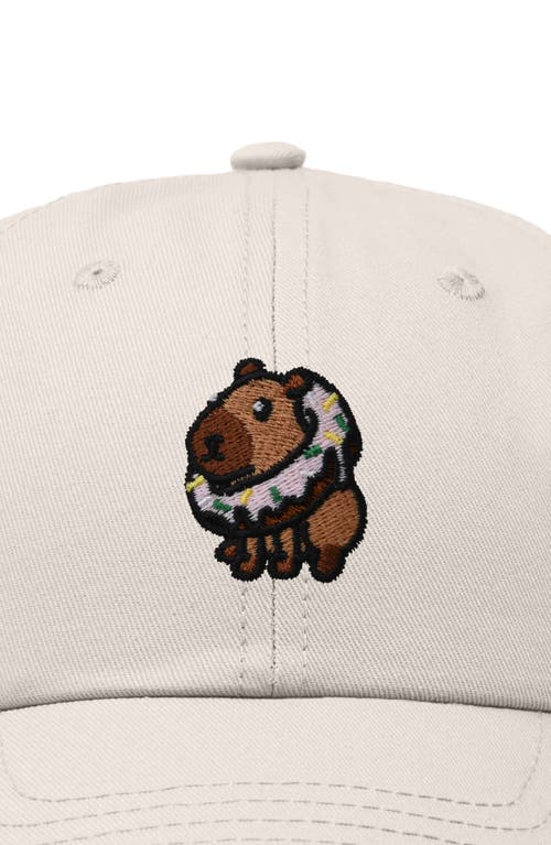 Dalix Capybara Donut Embroidered Cap In Beige