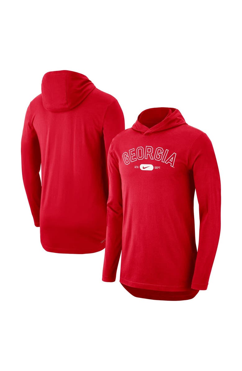 Nike Men's Nike Red Georgia Bulldogs Campus Performance Long Sleeve Hoodie T-Shirt, Main, color,