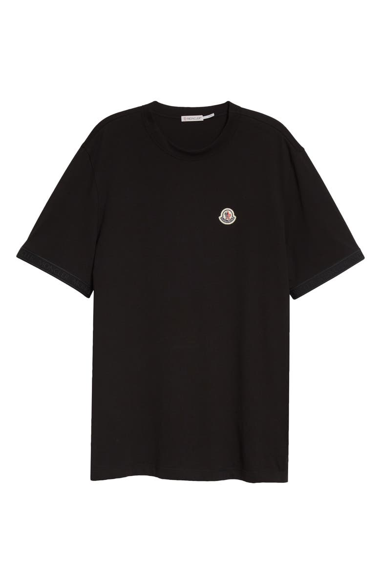 Moncler Logo Patch Taped Sleeve Cotton T-Shirt, Alternate, color, 