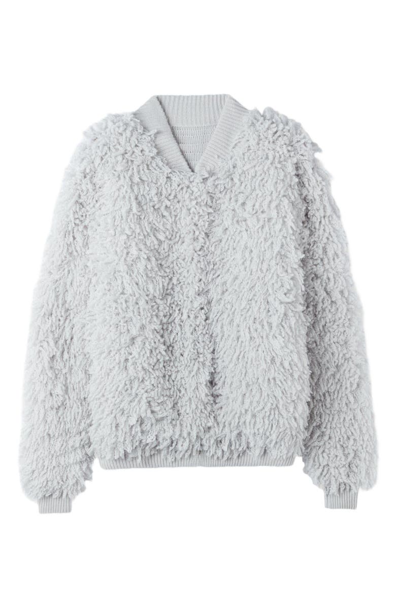 GOBI Mongolian Cashmere Loop-Stitch Cashmere Cardigan, Alternate, color, Silver Birch