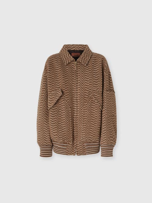 Missoni Bomber Jacket With Irregular Chevron Pattern In Sand