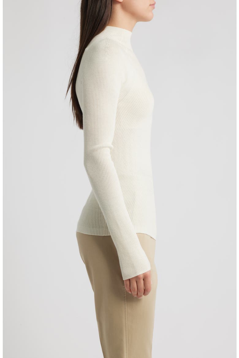 Foliora Virgin Wool Rib Funnel Neck Sweater, Alternate, color, SOFT CREAM
