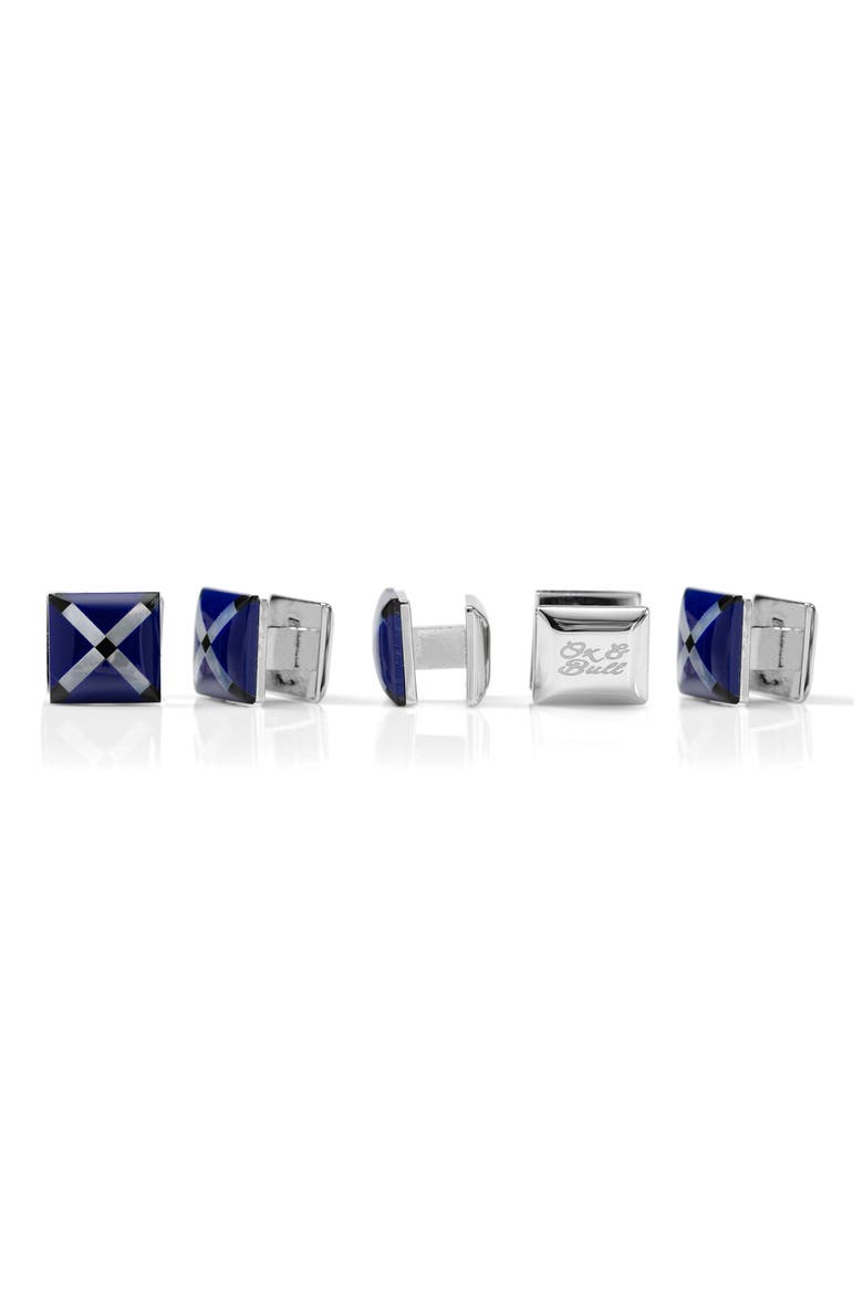 Men's Set of 5 Square Mother-of-Pearl Shirt Studs, Alternate, color, NAVY