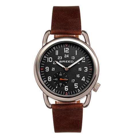 Regulator Leather-Band Watch w/Second Sub-dial