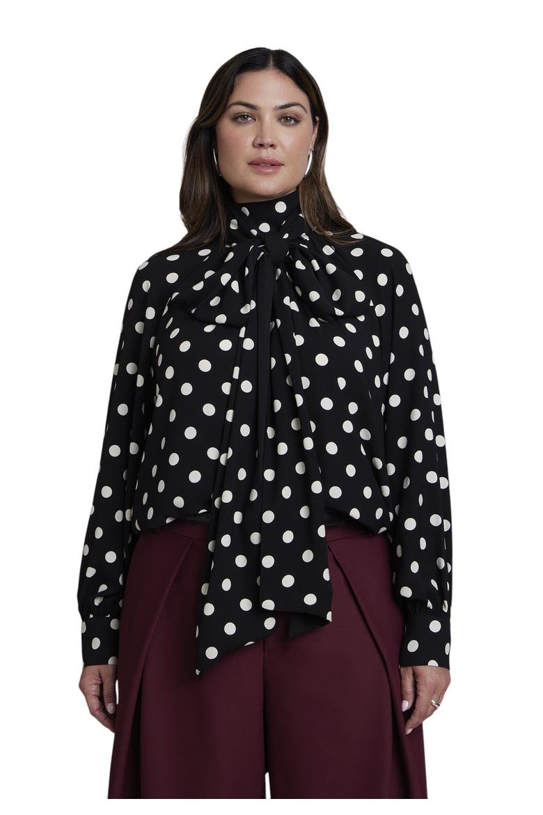 Dramatic Tie Neck Blouse (plus), Main, color, 80'S DOT
