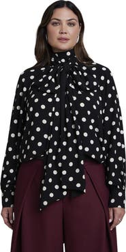 ELOQUII Dramatic Tie Neck Blouse (plus)