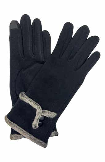 MARCUS ADLER Faux Fur Trim Fleece Touchscreen Gloves